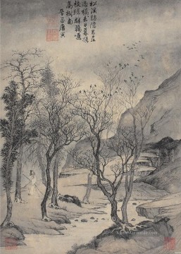 Chinesische Werke - Tang Yin Einsiedler in Berg Chinesische Kunst